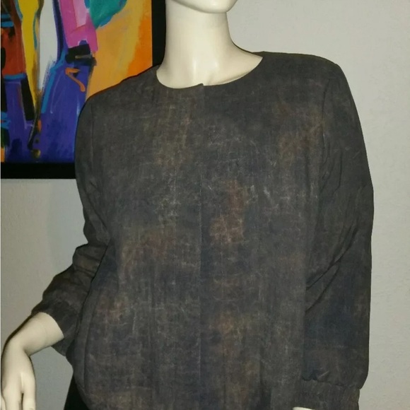 Eileen Fisher Terra Silk Print Bomber Jacket, Rye (Brown), Small  NWT $ 298 - Picture 4 of 10